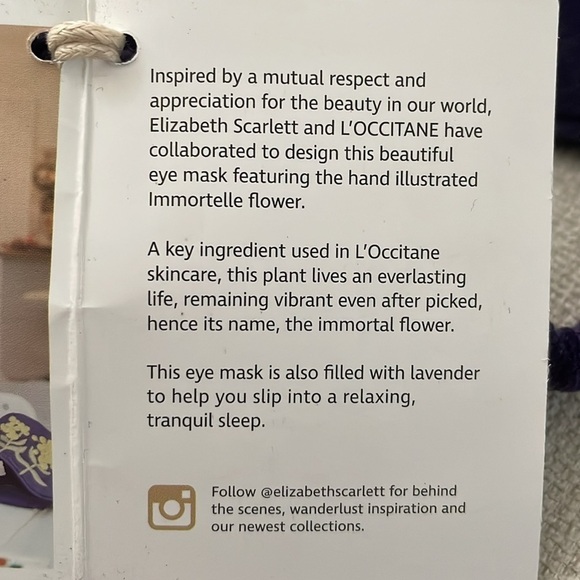 FREE L’Occitane * Elizabeth Scarlett London Collab Velvet Eye Mask w/Lavender - Picture 6 of 8